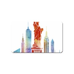 New York City Poster Watercolor Painting Illustrat Magnet (name Card) by Sudhe