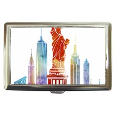 New York City Poster Watercolor Painting Illustrat Cigarette Money Case by Sudhe