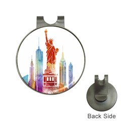 New York City Poster Watercolor Painting Illustrat Hat Clips With Golf Markers by Sudhe