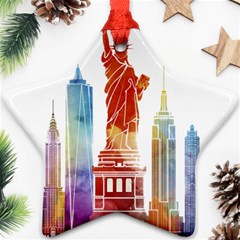 New York City Poster Watercolor Painting Illustrat Star Ornament (two Sides) by Sudhe