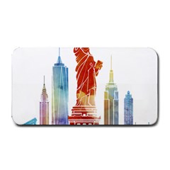 New York City Poster Watercolor Painting Illustrat Medium Bar Mats by Sudhe