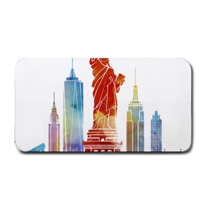 New York City Poster Watercolor Painting Illustrat Medium Bar Mats