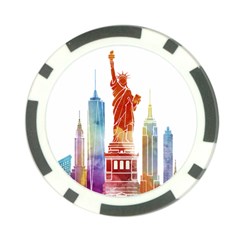 New York City Poster Watercolor Painting Illustrat Poker Chip Card Guard by Sudhe