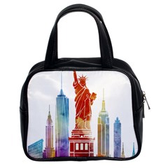 New York City Poster Watercolor Painting Illustrat Classic Handbag (two Sides) by Sudhe