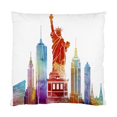 New York City Poster Watercolor Painting Illustrat Standard Cushion Case (one Side) by Sudhe