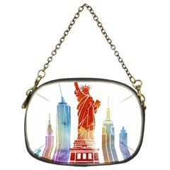 New York City Poster Watercolor Painting Illustrat Chain Purse (two Sides) by Sudhe