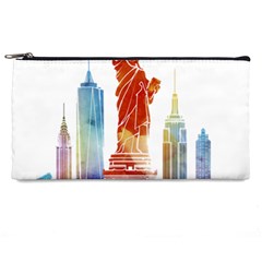 New York City Poster Watercolor Painting Illustrat Pencil Cases by Sudhe