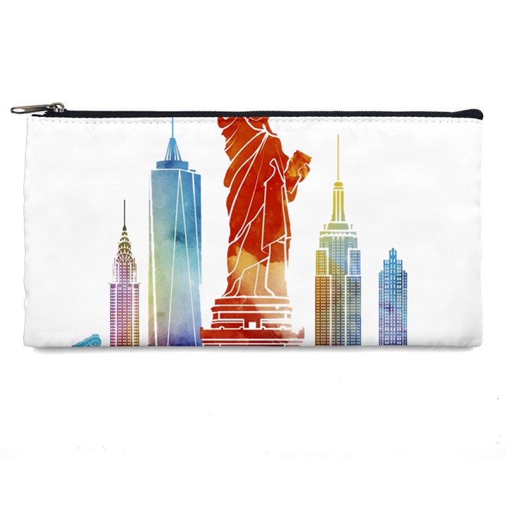 New York City Poster Watercolor Painting Illustrat Pencil Cases