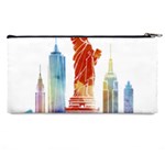 New York City Poster Watercolor Painting Illustrat Pencil Cases Back