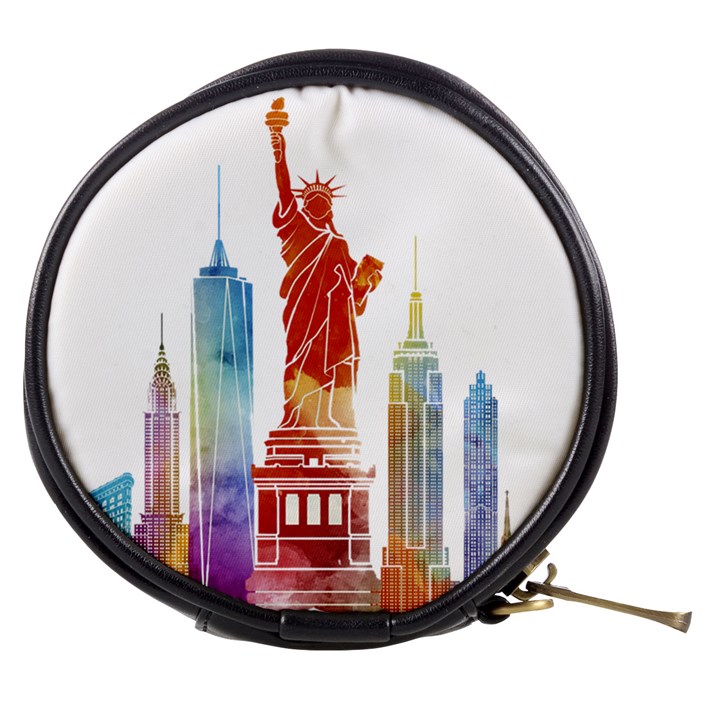 New York City Poster Watercolor Painting Illustrat Mini Makeup Bag