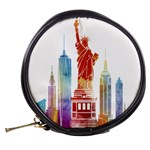 New York City Poster Watercolor Painting Illustrat Mini Makeup Bag Back