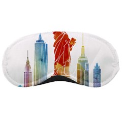 New York City Poster Watercolor Painting Illustrat Sleeping Masks by Sudhe