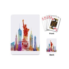 New York City Poster Watercolor Painting Illustrat Playing Cards (mini) by Sudhe