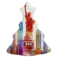 New York City Poster Watercolor Painting Illustrat Ornament (christmas Tree)  by Sudhe