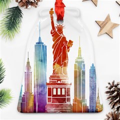 New York City Poster Watercolor Painting Illustrat Ornament (bell) by Sudhe