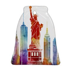 New York City Poster Watercolor Painting Illustrat Bell Ornament (two Sides) by Sudhe