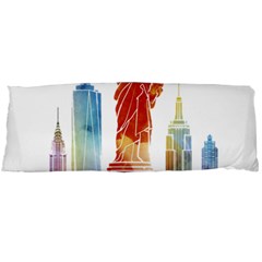 New York City Poster Watercolor Painting Illustrat Body Pillow Case (dakimakura) by Sudhe