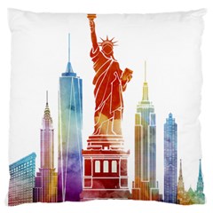 New York City Poster Watercolor Painting Illustrat Large Cushion Case (one Side) by Sudhe