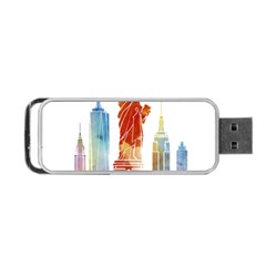 New York City Poster Watercolor Painting Illustrat Portable Usb Flash (one Side) by Sudhe