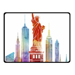 New York City Poster Watercolor Painting Illustrat Double Sided Fleece Blanket (small)  by Sudhe