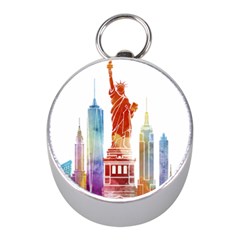 New York City Poster Watercolor Painting Illustrat Mini Silver Compasses by Sudhe