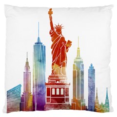 New York City Poster Watercolor Painting Illustrat Standard Flano Cushion Case (one Side) by Sudhe