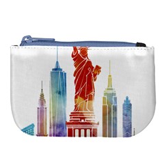 New York City Poster Watercolor Painting Illustrat Large Coin Purse by Sudhe