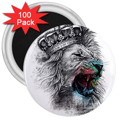 Lion King Head 3  Magnets (100 Pack) by Sudhe