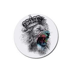 Lion King Head Rubber Coaster (round)  by Sudhe