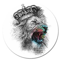 Lion King Head Magnet 5  (round) by Sudhe