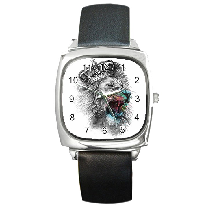 Lion King Head Square Metal Watch