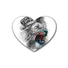 Lion King Head Rubber Coaster (heart)  by Sudhe