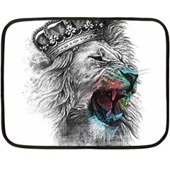 Lion King Head Double Sided Fleece Blanket (mini)  by Sudhe