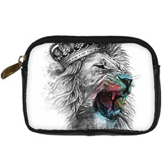 Lion King Head Digital Camera Leather Case by Sudhe