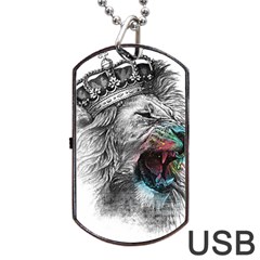 Lion King Head Dog Tag Usb Flash (one Side) by Sudhe