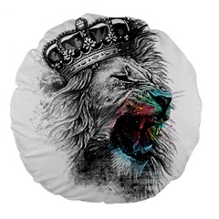 Lion King Head Large 18  Premium Round Cushions by Sudhe