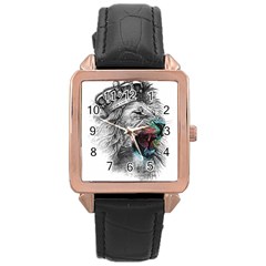 Lion King Head Rose Gold Leather Watch  by Sudhe