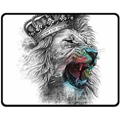 Lion King Head Double Sided Fleece Blanket (medium)  by Sudhe