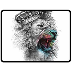 Lion King Head Double Sided Fleece Blanket (large)  by Sudhe