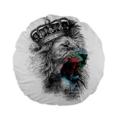 Lion King Head Standard 15  Premium Flano Round Cushions by Sudhe