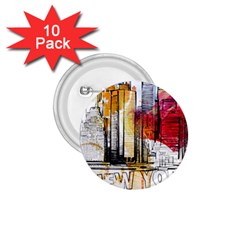 New York City Skyline Vector Illustration 1 75  Buttons (10 Pack) by Sudhe