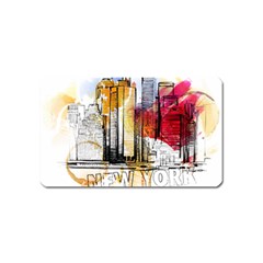 New York City Skyline Vector Illustration Magnet (name Card) by Sudhe