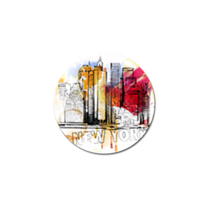 New York City Skyline Vector Illustration Golf Ball Marker