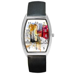 New York City Skyline Vector Illustration Barrel Style Metal Watch by Sudhe