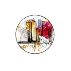 New York City Skyline Vector Illustration Hat Clip Ball Marker (4 Pack) by Sudhe