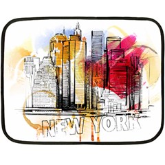 New York City Skyline Vector Illustration Fleece Blanket (mini) by Sudhe