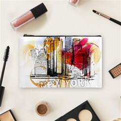 New York City Skyline Vector Illustration Cosmetic Bag (medium) by Sudhe