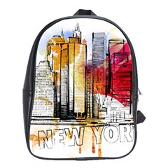 New York City Skyline Vector Illustration School Bag (large) by Sudhe