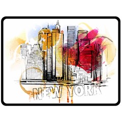 New York City Skyline Vector Illustration Fleece Blanket (large)  by Sudhe