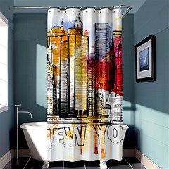 New York City Skyline Vector Illustration Shower Curtain 36  X 72  (stall)  by Sudhe